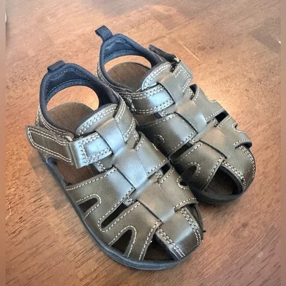 7 toddler boys wonder nation brown leather look sandals summer boho fishing - Picture 5 of 5